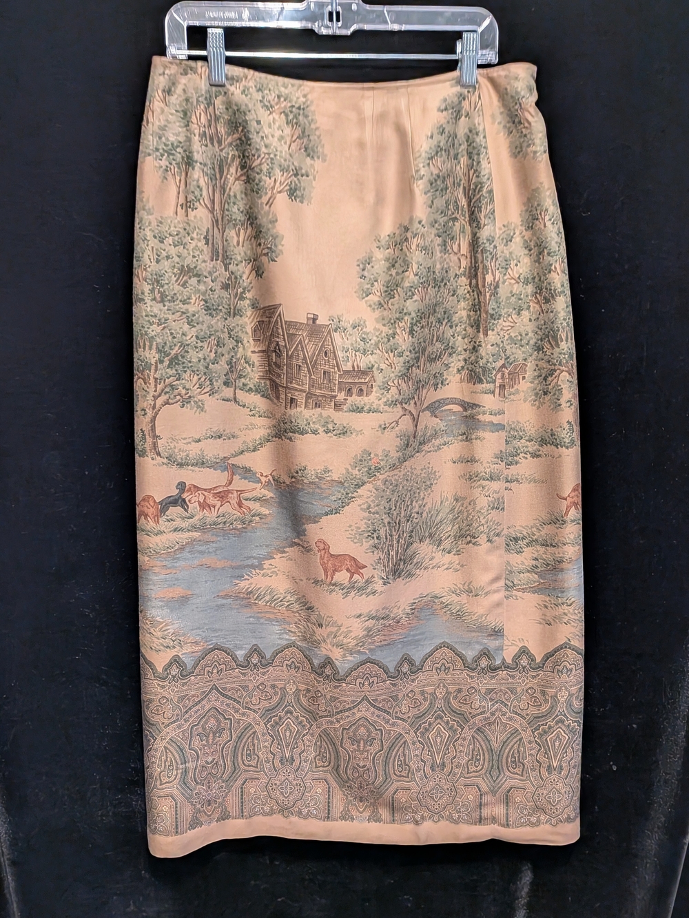 Lauren Ralph Lauren Wrap Scenic Pastoral Print Midi Skirt with Buckle Accent 12 - Picture 7 of 8